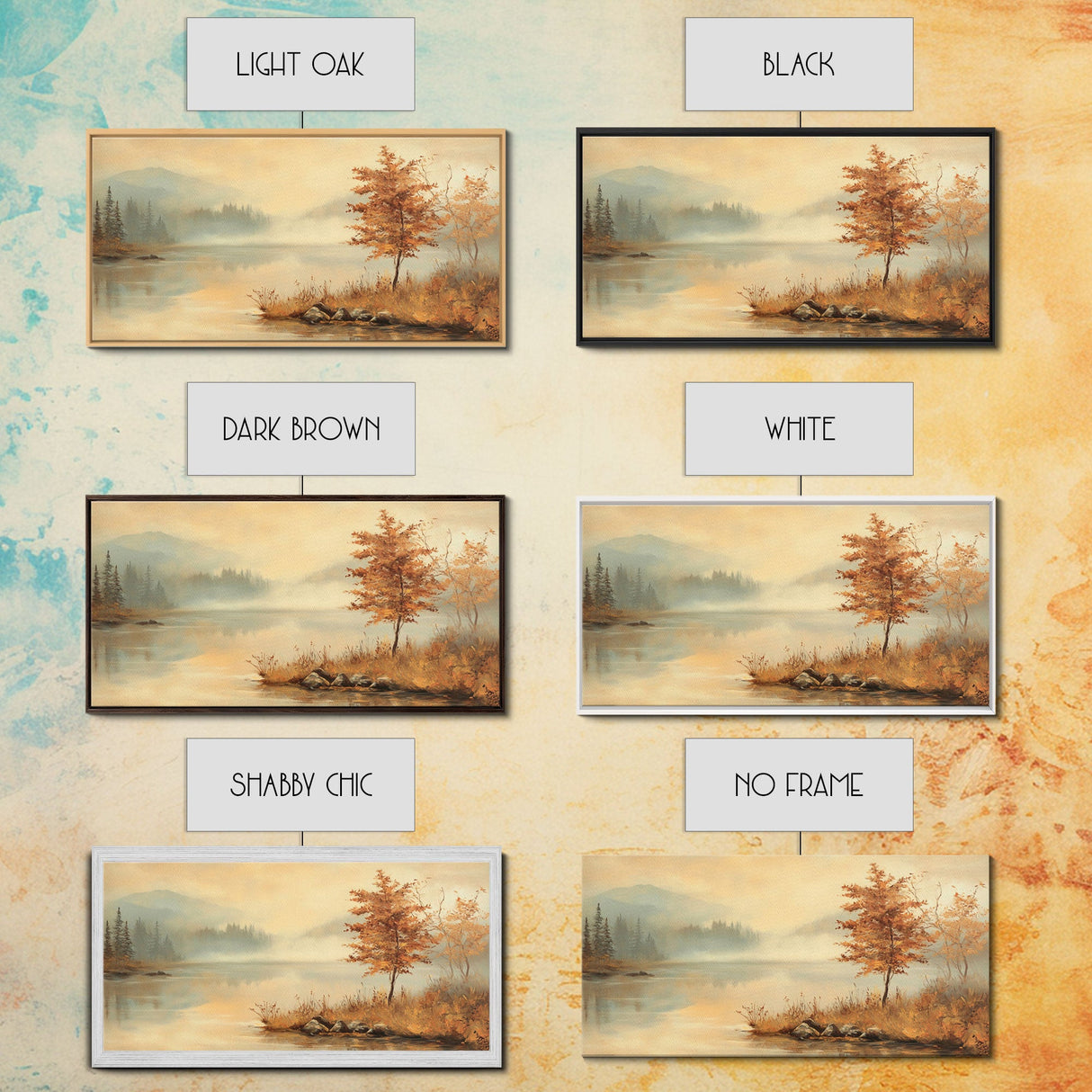 Fall In The Countryside, Moody Wall Decor, Framed Canvas Print, Seasonal Autumn Decor