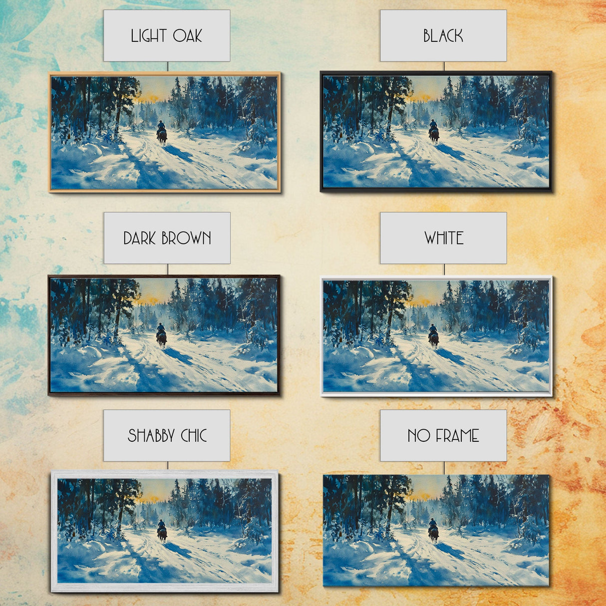 Cowboy And Cattle In Autumn Framed Canvas Print Tall Art Fall Country Landscape Western Home Decor Rustic Farmhouse Wall Art Autumn Gift