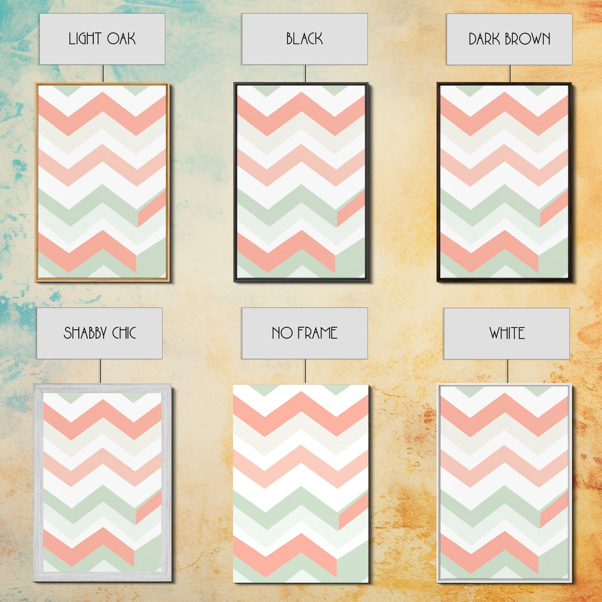 Watercolor Abstract Chevrons Art Print, Framed Canvas Print, Abstract Art Print, Modern Abstract, MCM, Midcentury Modern Decor