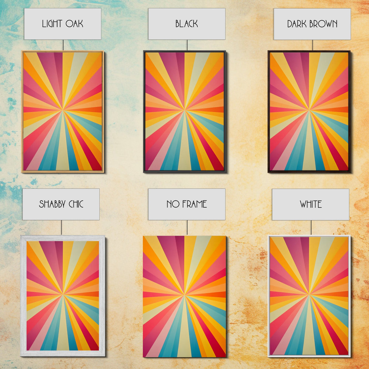 Mid Century Star Burst Canvas Print, Art Print, Retro Style Pastel Spiral Art, Modern Art, Modern Abstract Art Print, Wall Hangings