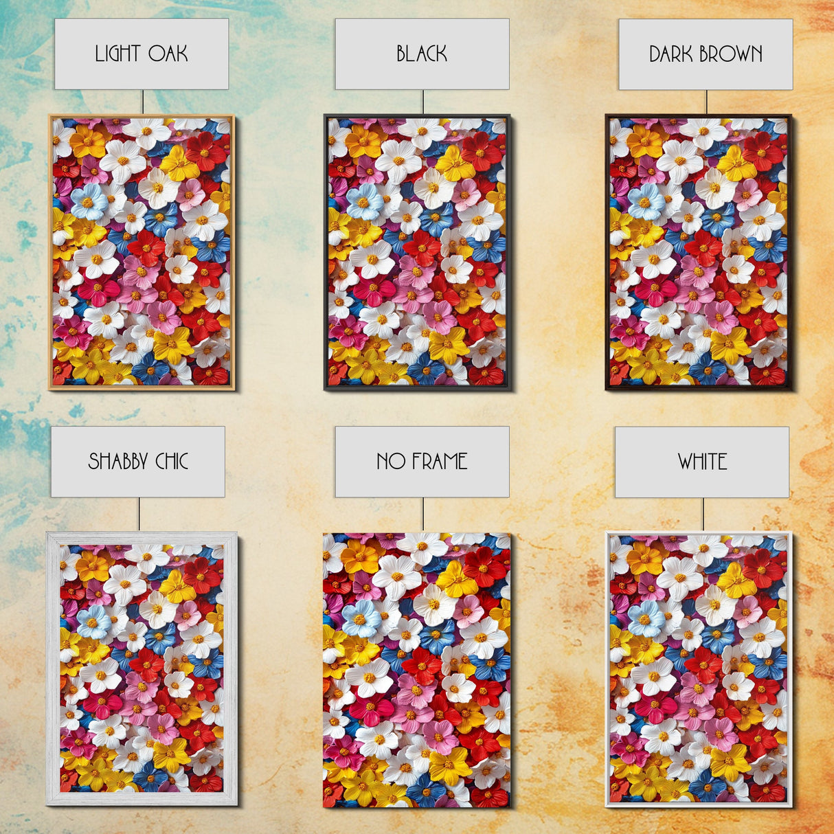 Botanical Prints Wall Art, Framed Canvas Print, 3D Effect Flower Art, Modern Art, Cute Room Decor, Aesthetic Decor, Trendy Wall Art