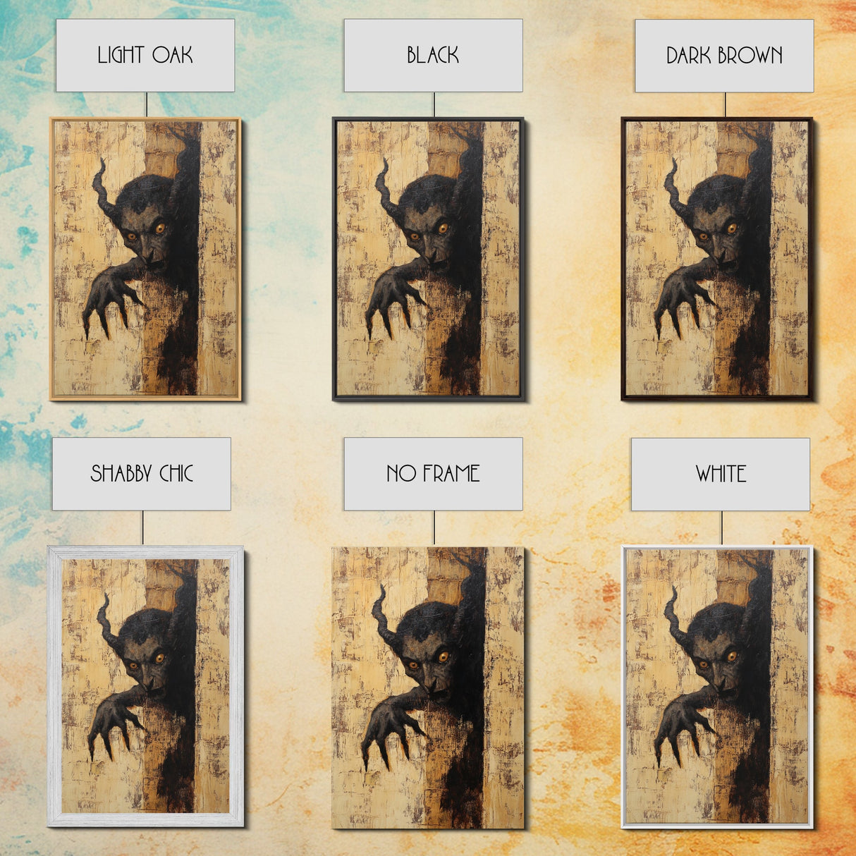 Demon Painting Print, Dark Macabre Wall Art, Original Satyr Painting, Witchy Decor, Wall Art For Witches, Witch Familiar Painting