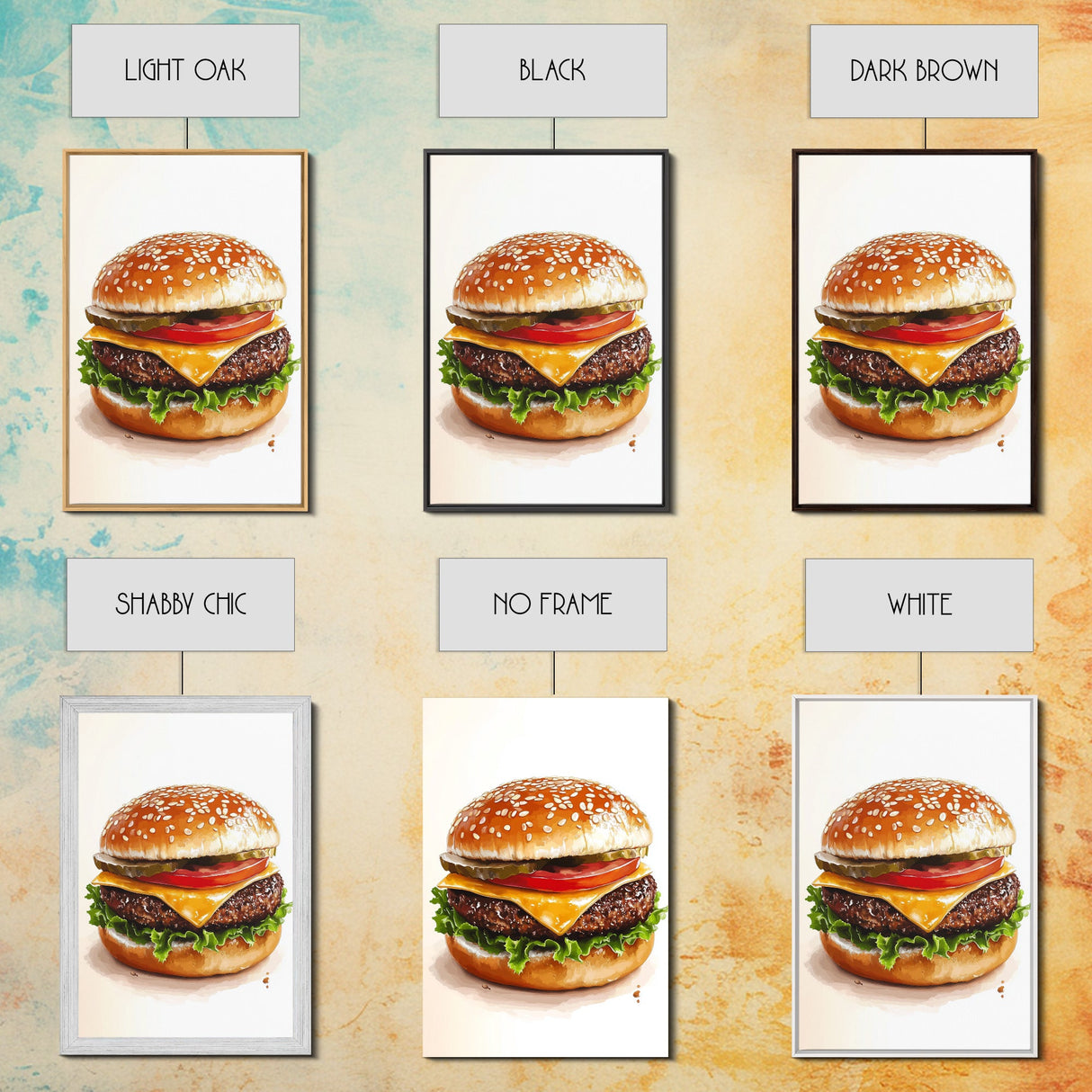 That's a Big Burger, Framed Canvas Print, Wall Art For Kitchen or Dining Room