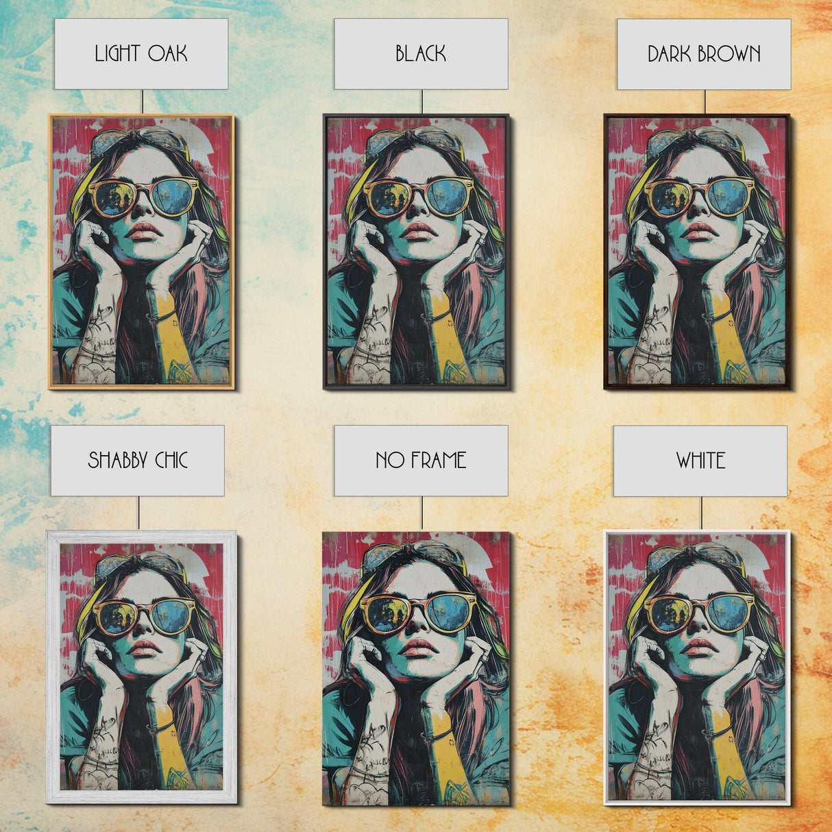 Graffiti Punk Wall Art, Portrait of a Punk Woman Framed Canvas Print