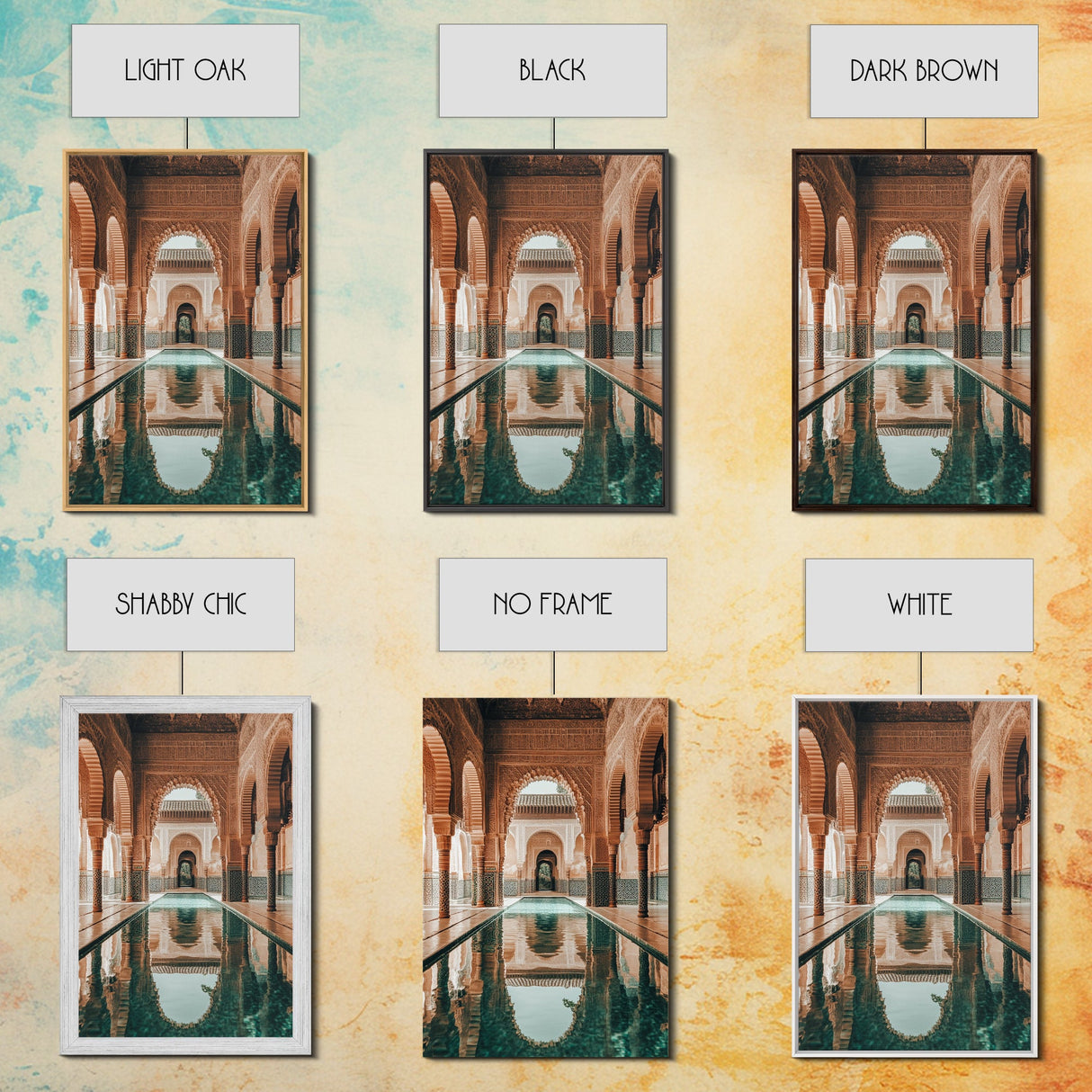 Reflection Pool Framed Canvas Print, Moroccon Wall Art