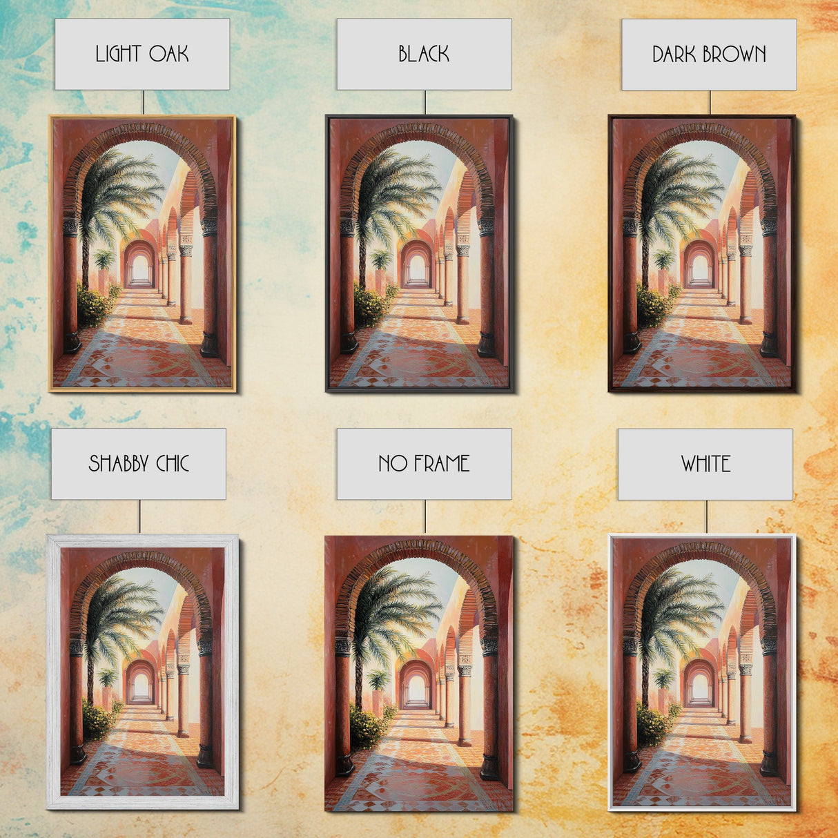 Middleastern Wall Art Framed Canvas Print, Moroccan Wall Art Framed Art, Moroccan Painting