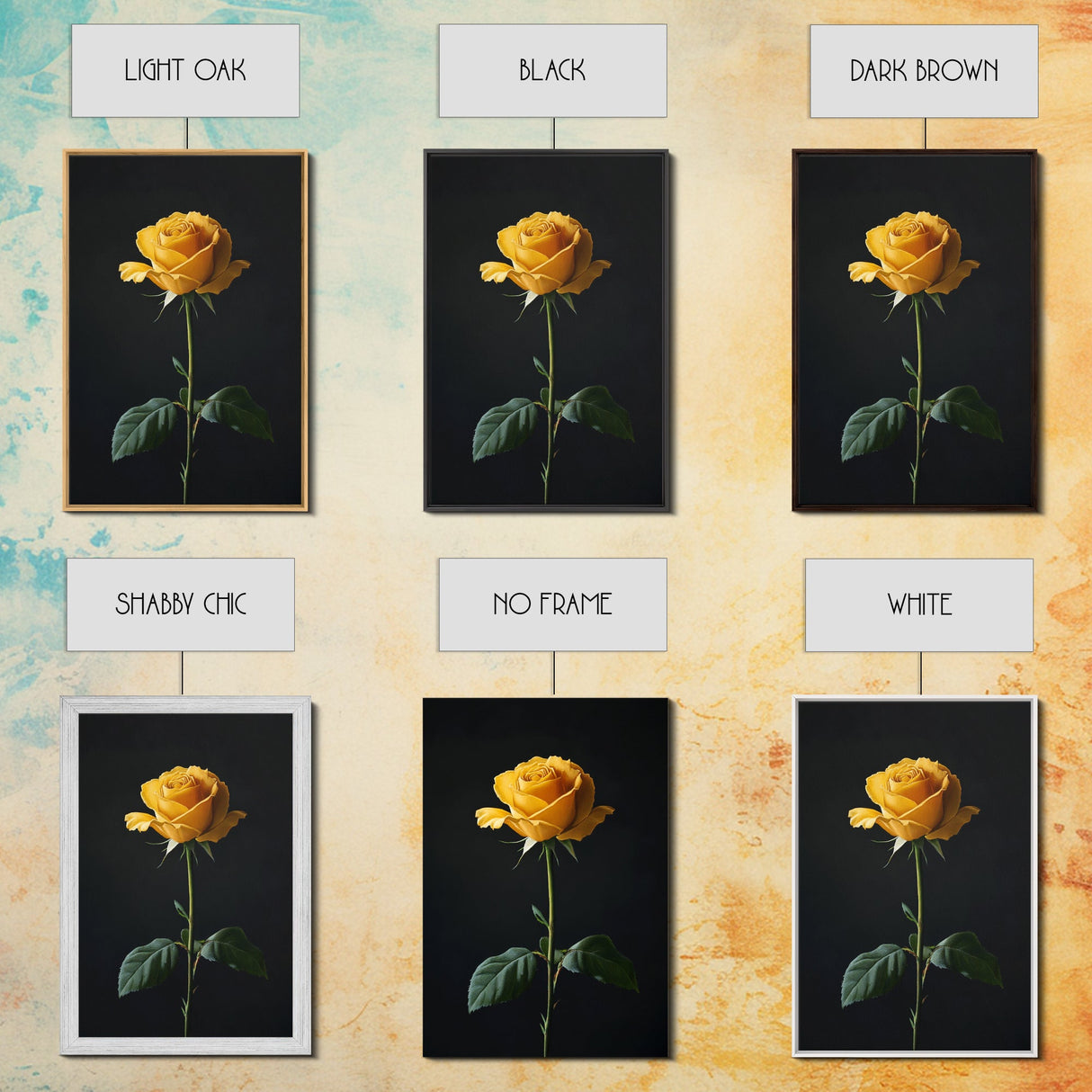 Realist Painting Print of a Yellow Rose, Framed Canvas, Wood Framed Art, Modern Farmhouse Decor, Rose Painting, Rose Art