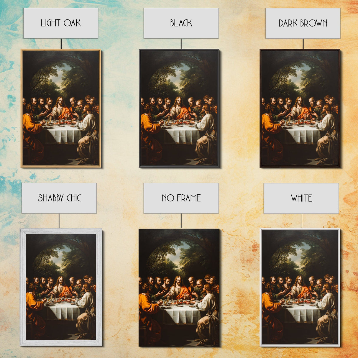 Last Supper Wall Art, Framed Canvas Print, Christmas Decor, Christian Decor, Oil Painting Of The Last Supper