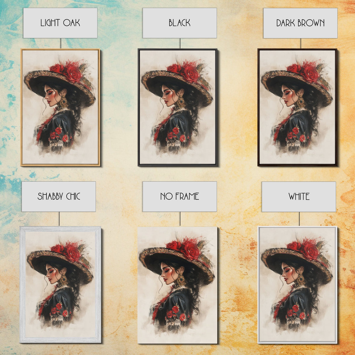 Chica Painting, Female Matador Canvas Print, Wood Framed Tejano Art