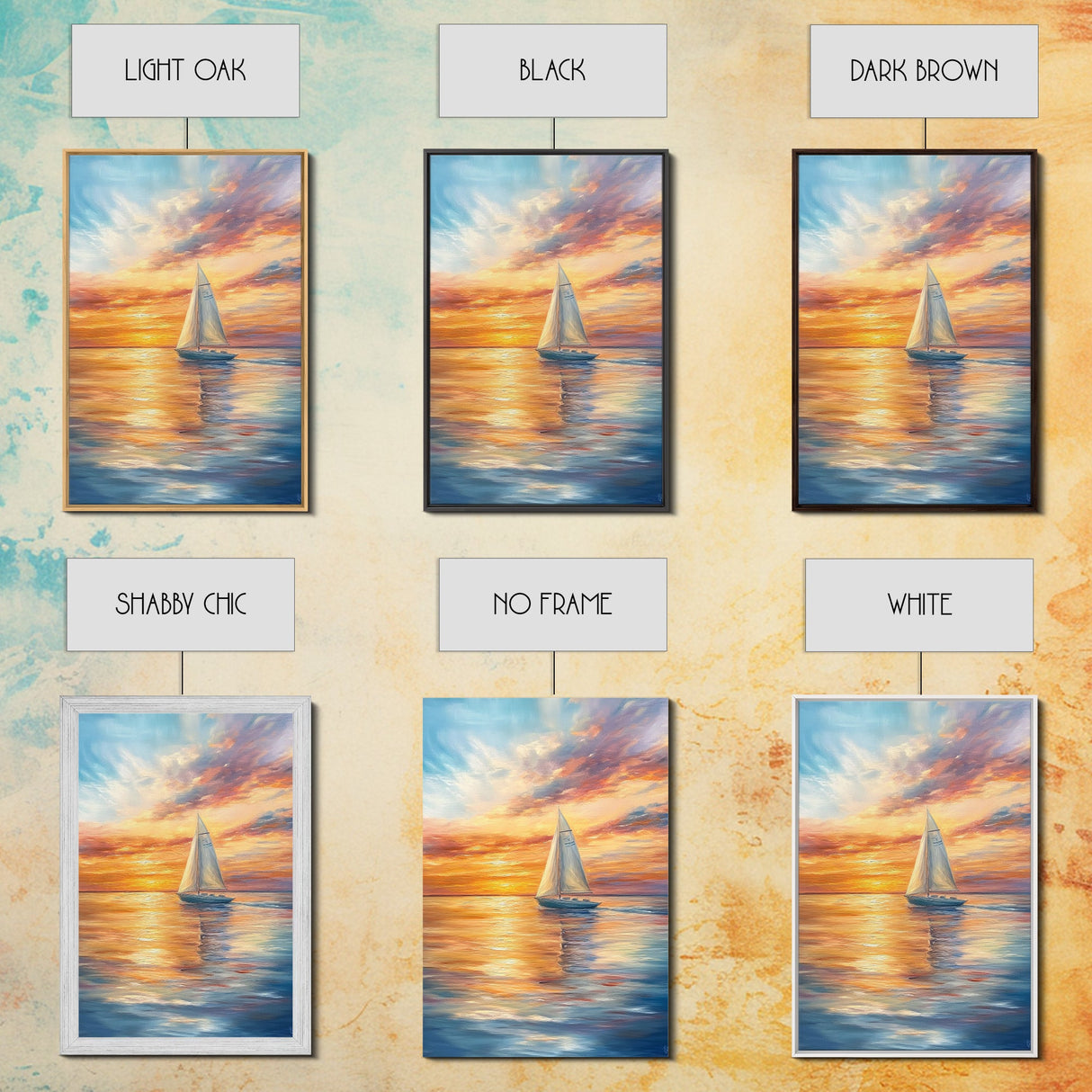 Oil Painting Print of a Sailboat At Sunset, Framed Canvas Print, Nautical Decor, Nautical Nursery, Nautical Wall Art, Beach House or Lakehouse Art