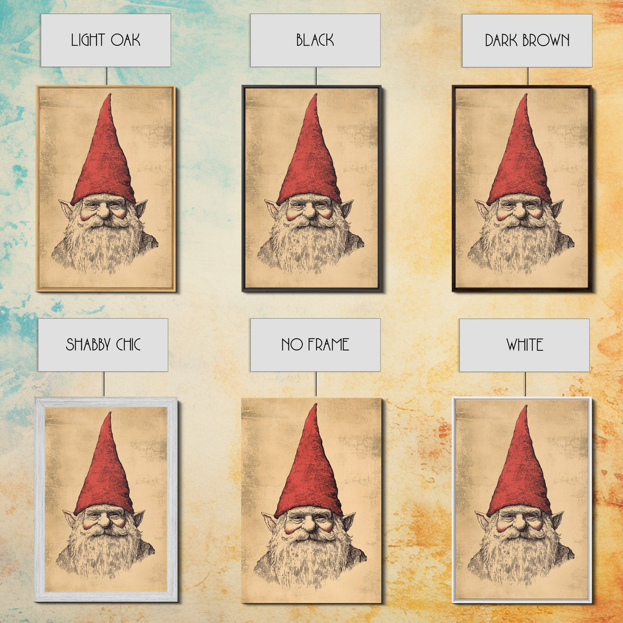 Sketch of a Gnome Canvas Print - Framed Canvas - Minimalist Christmas Art - Boho Christmas Art - Rustic Christmas Art
