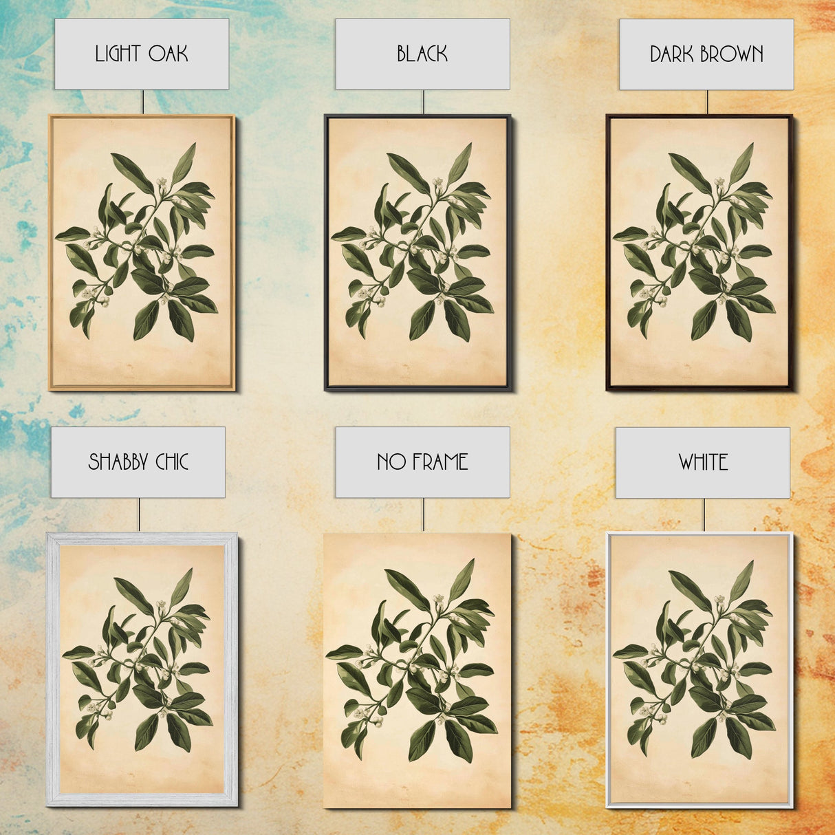 Mistletoe Canvas Print - Framed Canvas - Minimalist Christmas Art - Boho Christmas Art - Rustic Christmas Art