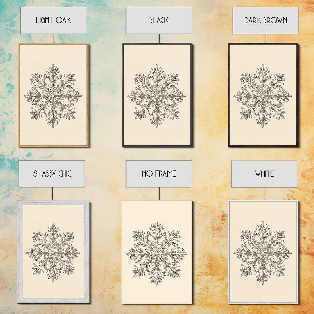Sketch of a Snowflake Canvas Print - Framed Canvas - Minimalist Christmas Art - Boho Christmas Art - Rustic Christmas Art