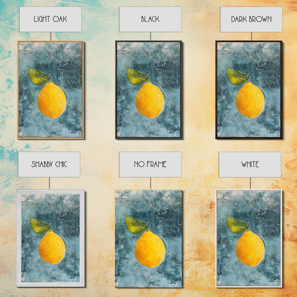 Vintage Lemon Still Life Painting Canvas Print, Framed Art Print Gallery Wall, Lemon Painting, Kitchen Art, Kitchen Food Wall Art
