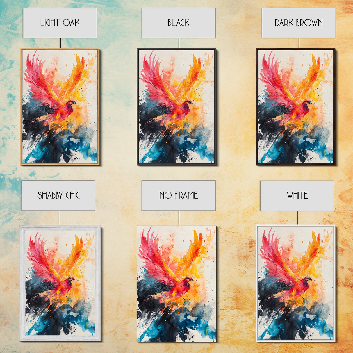 Watercolor Painting Print of a Phoenix In Flames, Retribution, Framed Canvas Print, The Phoenix, Framed Wall Art, Original Painting Phoenix
