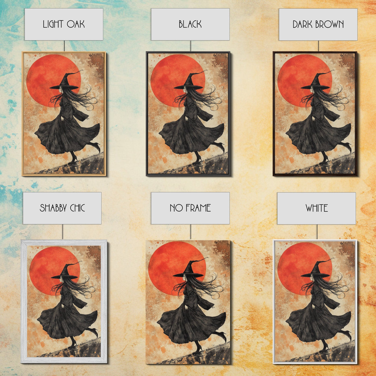 It's All Downhill From Here, Framed Canvas Print, Wabi Sabi Witch Decor, Witch Painting, Witchy Gift, Witchy Home Decor