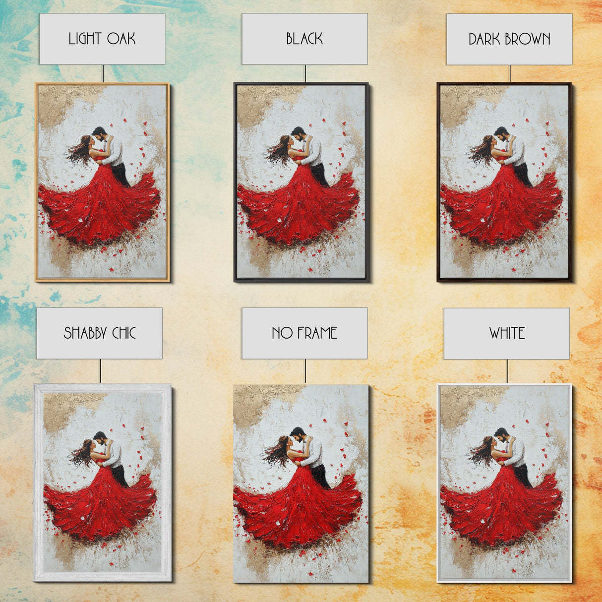 Couple Dancing Framed Canvas Print, Couple Wall Art, Wedding Gift, Dancing Wall Art, Dance Studio Decor, Engagement Gift Idea, Dancing Art