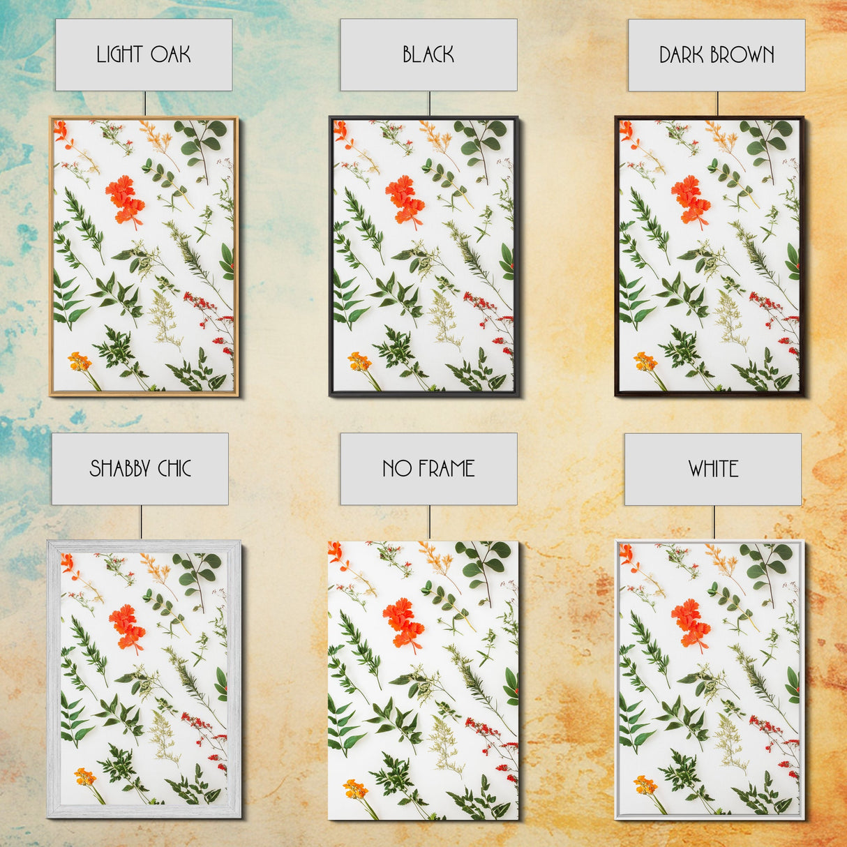 Boho Floral Botanical Wall Art Canvas Print, Minimalist Modern Farmhouse Home Decor, Living Room Wall Art, Bedroom Decor, Flower Print