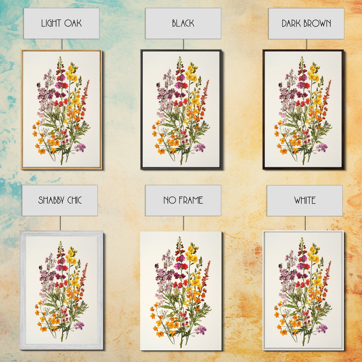 Retro Still Life Of Wild Flowers, Framed Canvas Print, Windflower Painting, Floral Print, Botanical Wall Art, Garden Decor, Wabi Sabi Wall Art