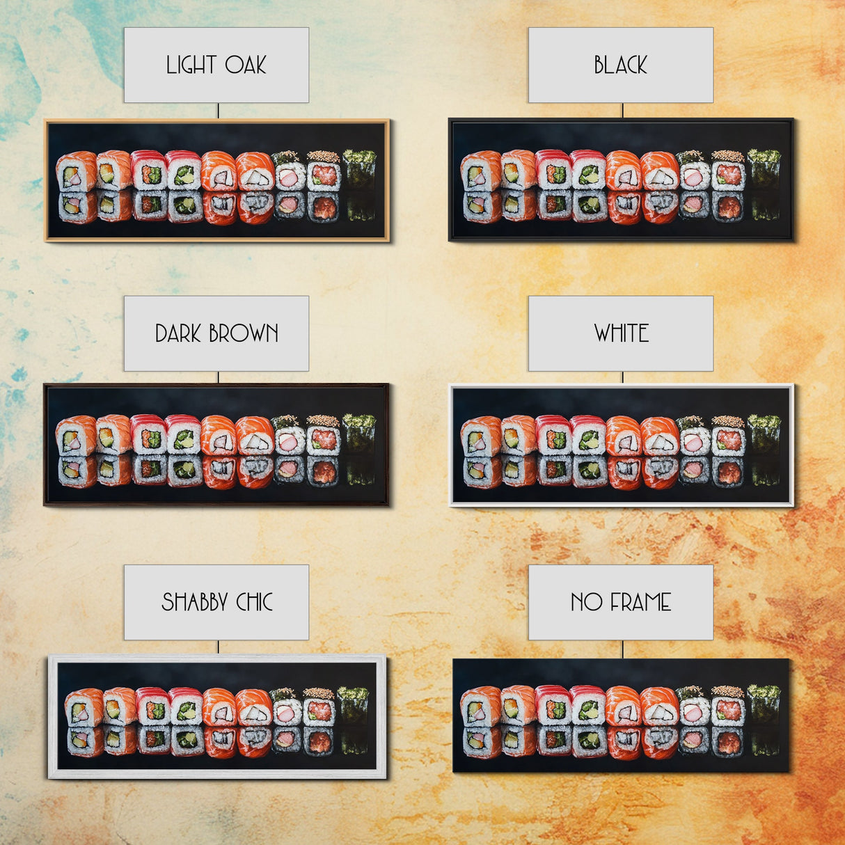 Panoramic Extra Wide Kitchen Wall Art, Sushi Painting Tuna Roll Painting, Modern Art for Kitchen, Kitchen Painting, Dining Room Decor