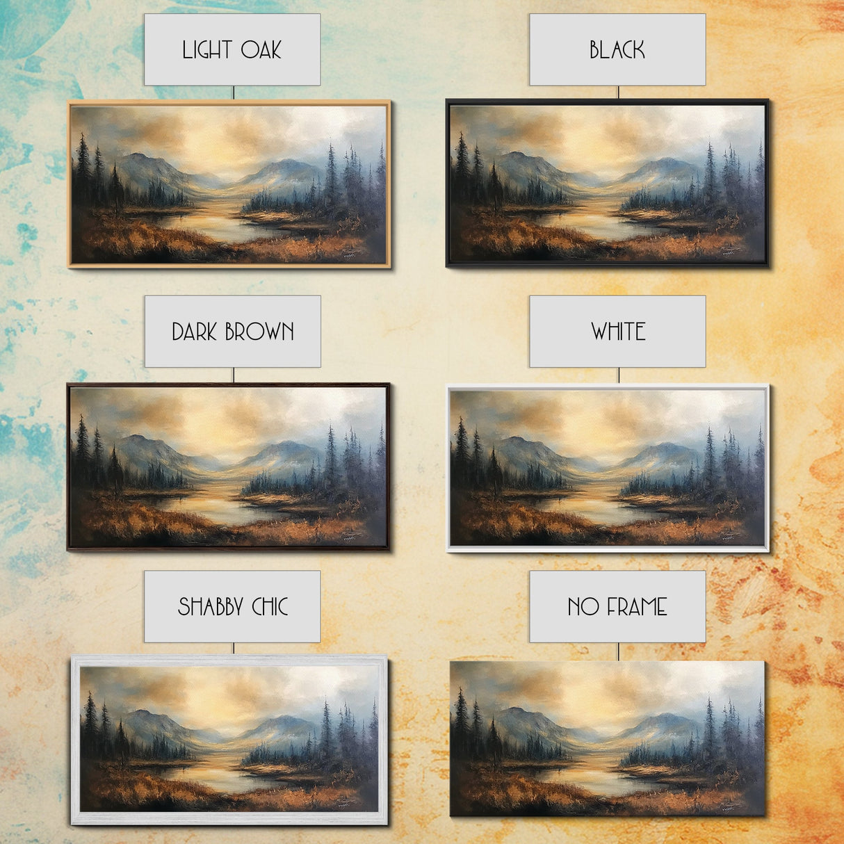 Foggy Mountain Forest Landscape Print, Ready To Hang - Large Panoramic Canvas Wall Art With Frame - Landscape Oil Painting For Living Room