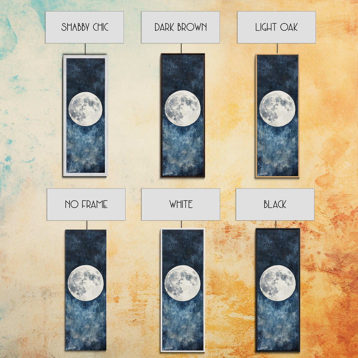 Framed Canvas Print Majestic Moon on Dark Sky, Coastal Inspired Wall Art, Nautical Home Decor, Large Wall Art Above Sofa Gift Him