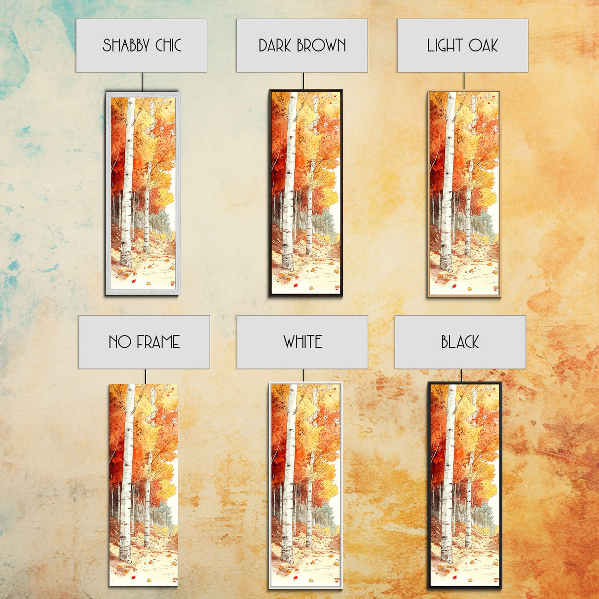 Framed Canvas Print Autumn Forest Birch Trees, Fall Landscape Art, Cozy Wabi Sabi Decor, Above Couch Art, Rustic Gift Idea Her