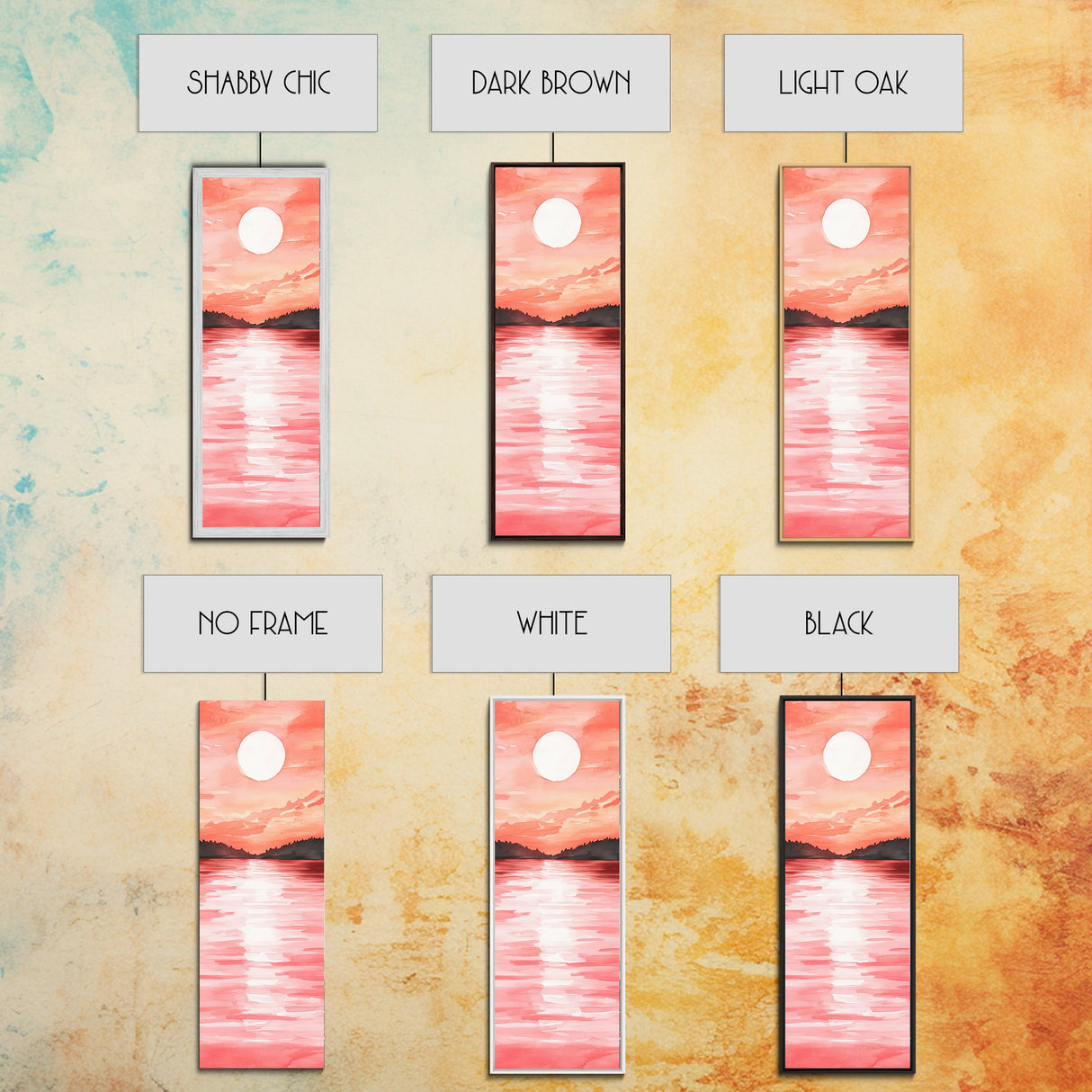 Sunset Canvas Print Coastal Landscape Art Rustic Decor Horizontal Wall Art Bedroom Gift Idea Light Pink Aesthetic Nature Painting