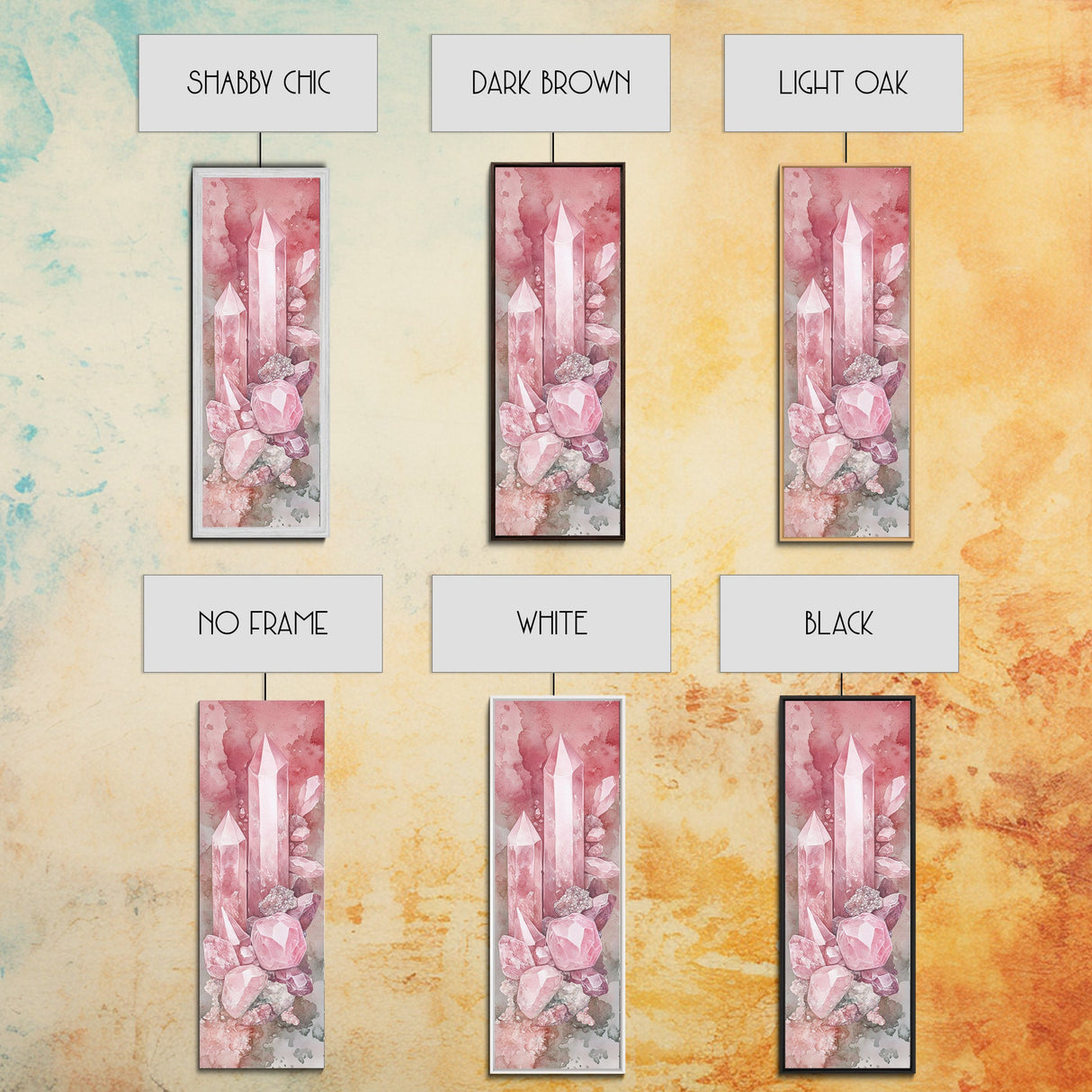 Rose Quartz Crystal Canvas Print - Gemstone Painting in Light Pink Tones, Healing Energy Inspired Wall Art, Boho Room Decor