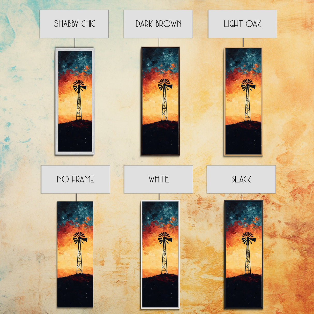 Windmill Canvas Print Southwest Wall Art, Moody Desert Sunset Artwork, Rustic Decor, Joshua Tree Inspired, Gift Idea for Her