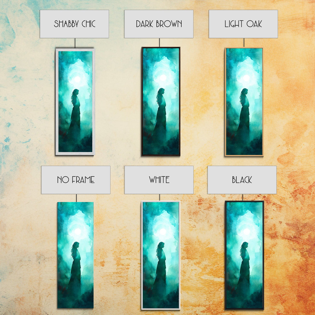 Moonlit Goddess Canvas Print Featuring Moody Woman Painting, Afrocentric Wall Art, And Above Bed Wall Art With Blue Green Hues