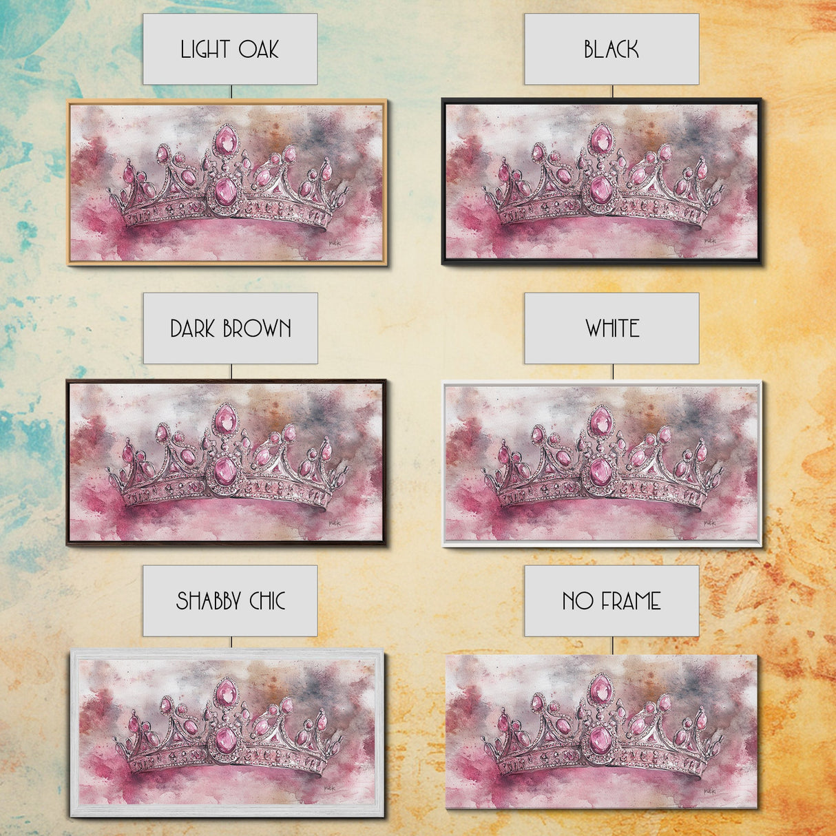 Regal Crown Painting Framed Canvas Print Goddess Art Print Pink Abstract Art Light Pink Wall Art Bedroom Decor Unique Gift Idea