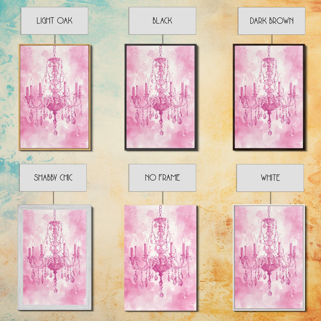 Pink Crystal Chandelier Canvas Print | Romantic Light Decor | Rustic Wall Art | Elegant Bedroom Art | Above Bed Wall Art | Farmhouse Decor
