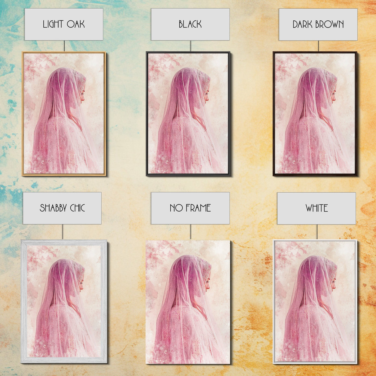 Feminine Veil Portrait Canvas Print Light Pink Wall Art Afrocentric Wall Art Moody Art Living Room Decor Romantic Room Aesthetic