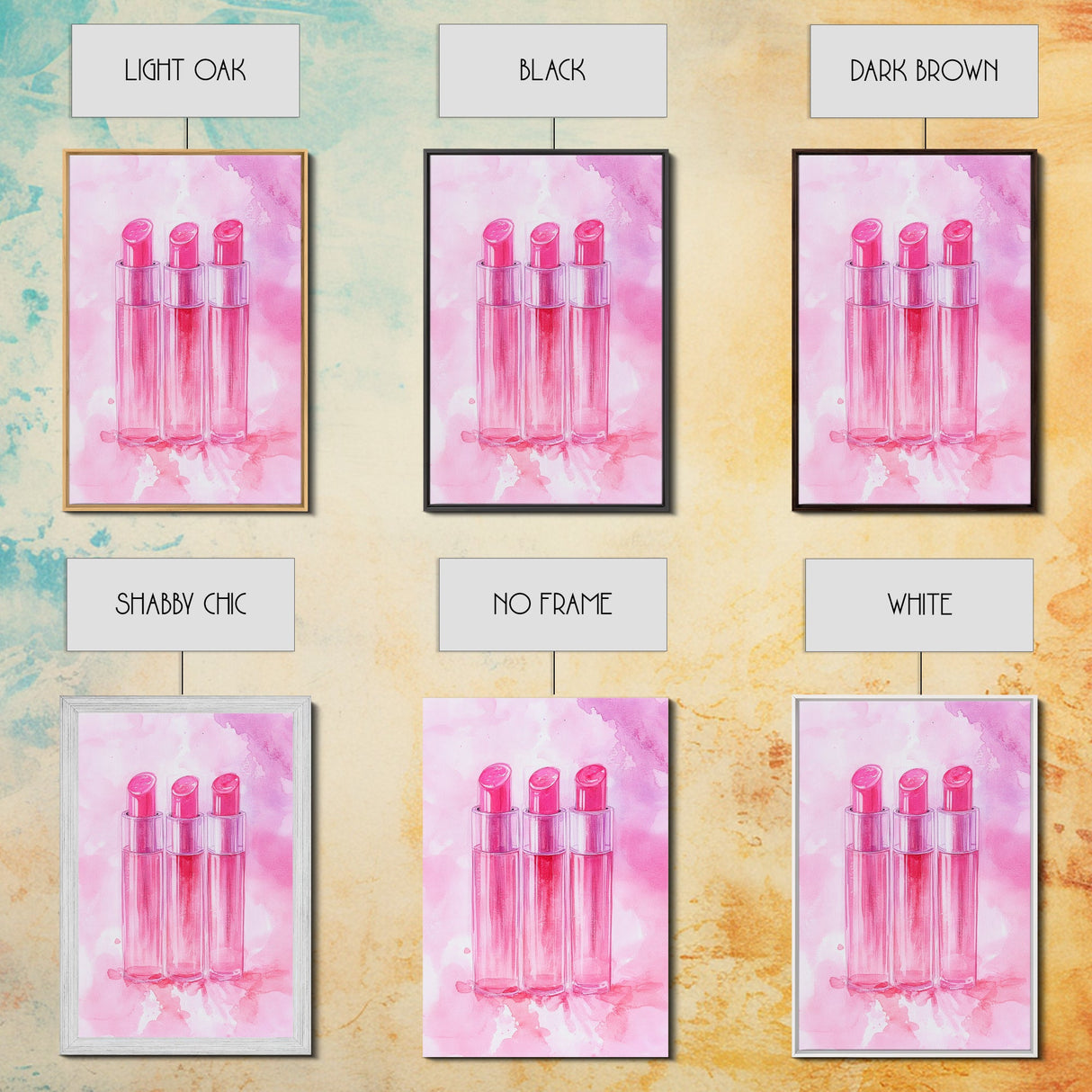 Light Pink Lipstick Trio Canvas Print, Whimsical Art, Makeup Wall Art, Pink Abstract Art, Feminine Decor, Bedroom Art, Gift Idea for Her