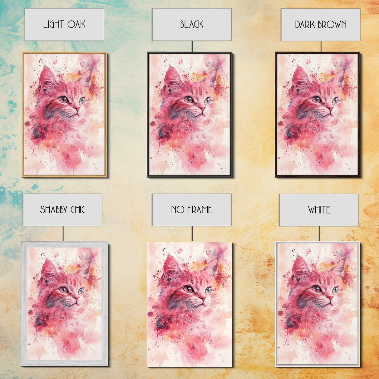 Pink Cat Portrait Canvas Print, Whimsical Art, Feline Wall Art, Light Pink Wall Art, Bedroom Art, Artistic Decor, Gift Idea for Cat Lovers