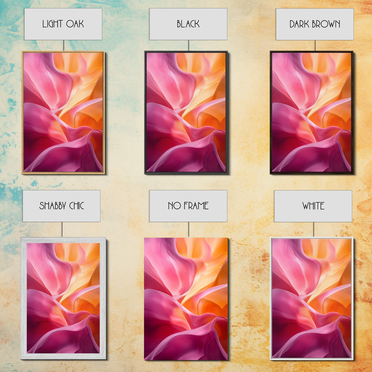 Fluid Pink Orange Canvas Print Featuring Bright Abstract Art Nouveau Style, Perfect Living Room Wall Art and Wabi Sabi Aesthetic