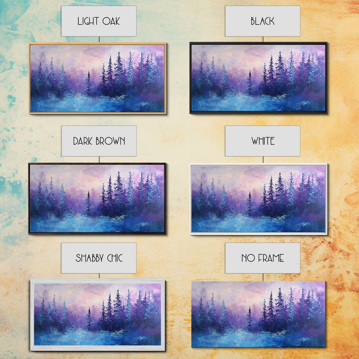 Forest at Dusk, Moody Art, Pine Tree Art, Smoky Mountain Art, Framed Canvas Print, Landscape Painting, Extra Wide Art