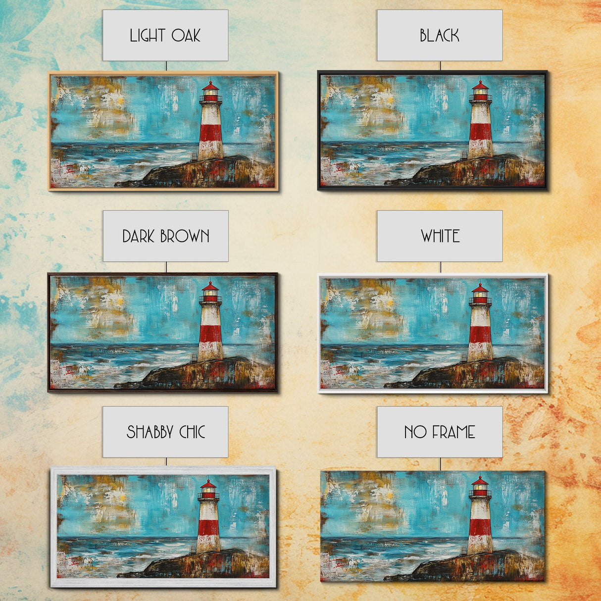Red Lighthouse, nautical painting, coastal wall art, beach house decor, ocean painting, framed canvas print, above couch art