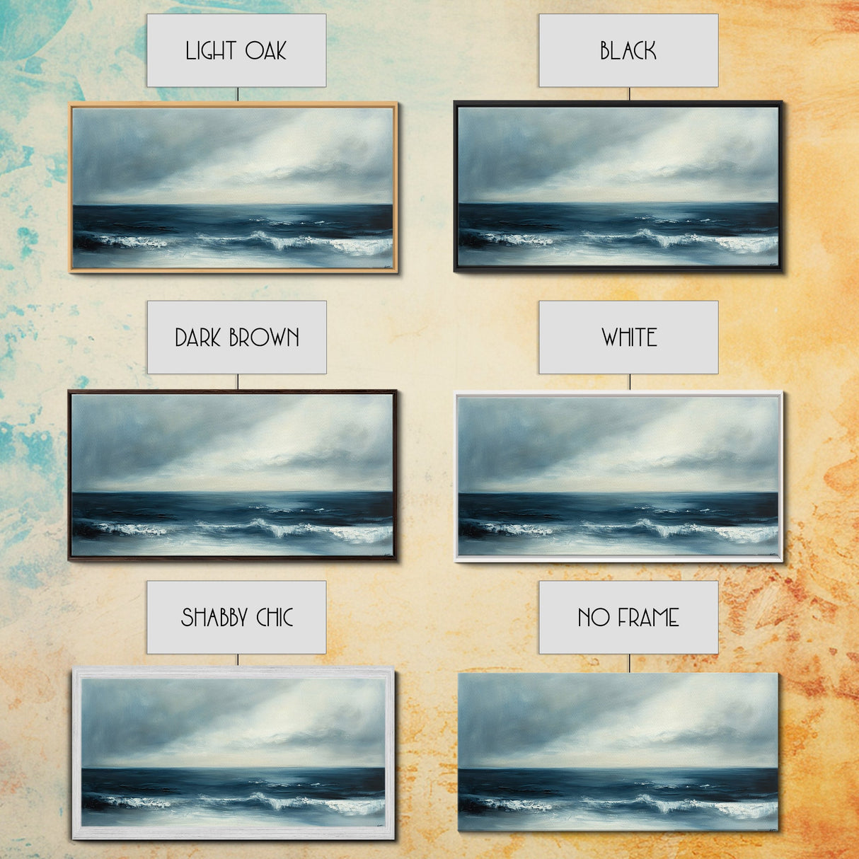 Moody Seascape, Dark Ocean, Panoramic Art, Canvas Print, Nautical Painting, Coastal Landscape Art, Extra Wide Art, Above Sofa Art