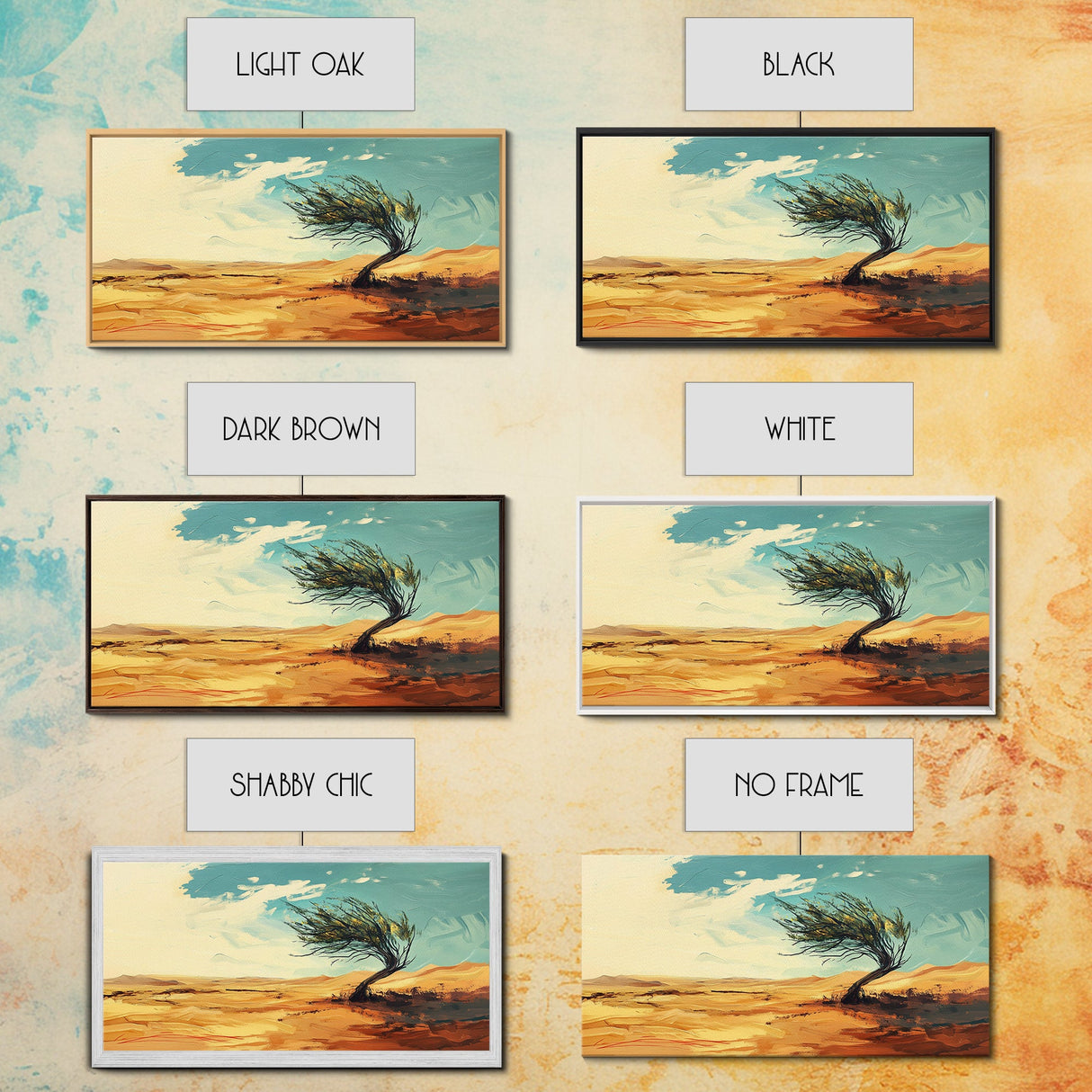 Windblown Tree, Desert Landscape, Southwest Wall Art, Canvas Print, Moody Art, Rustic Wall Art, Wabi Sabi Art, Panoramic Art