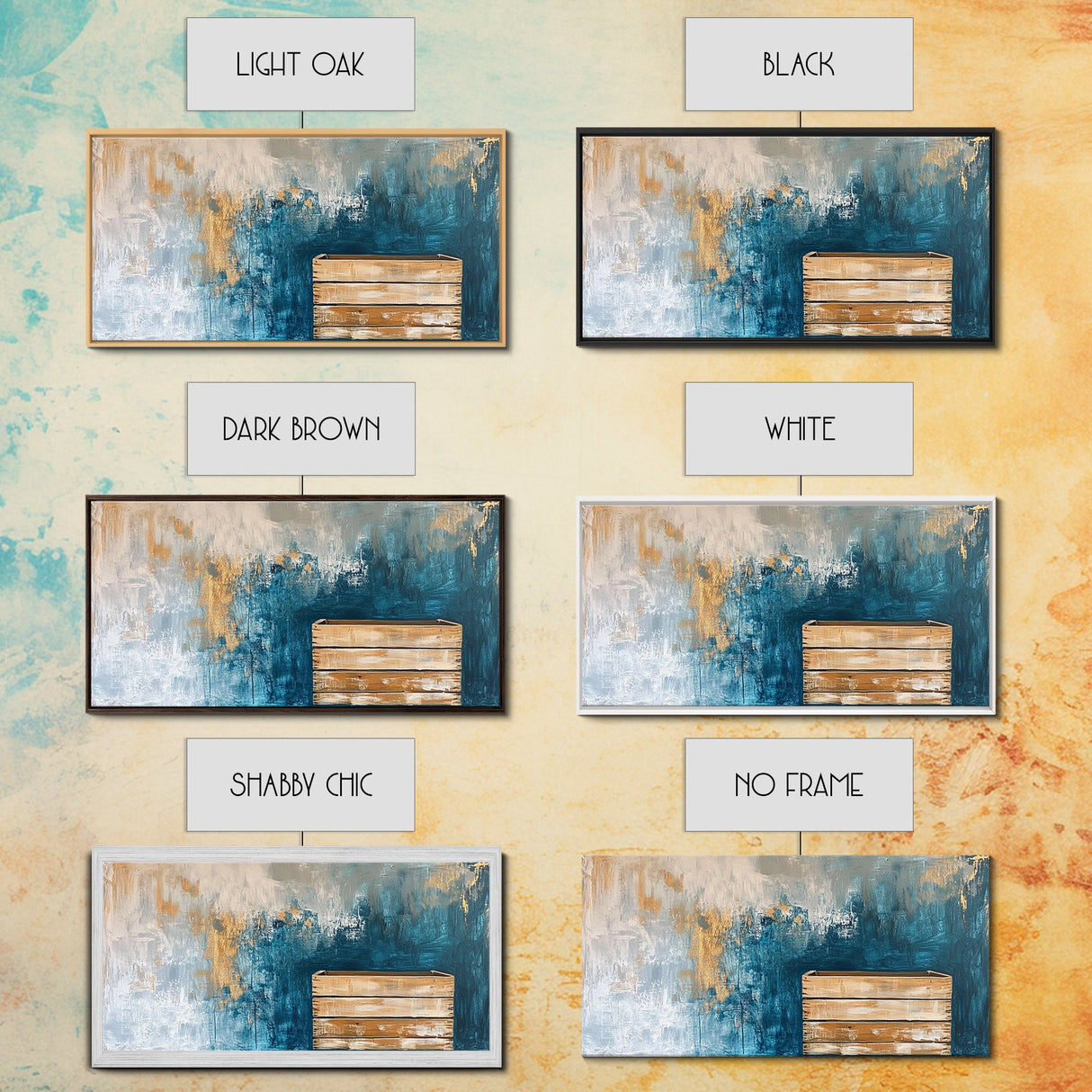 Abstract Rustic Art, Blue Gold Textured, Canvas Print, Wabi Sabi Art, Minimalist Art, Therapy Art, Extra Wide Art, Modern Decor