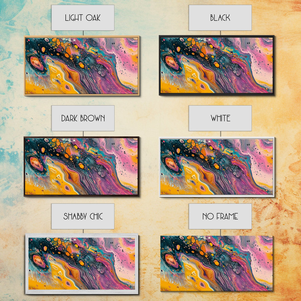 Abstract Galaxy, blotter art, cosmic painting, psychedelic art, vibrant colors, wabi sabi art, contemporary art, Framed Canvas Print