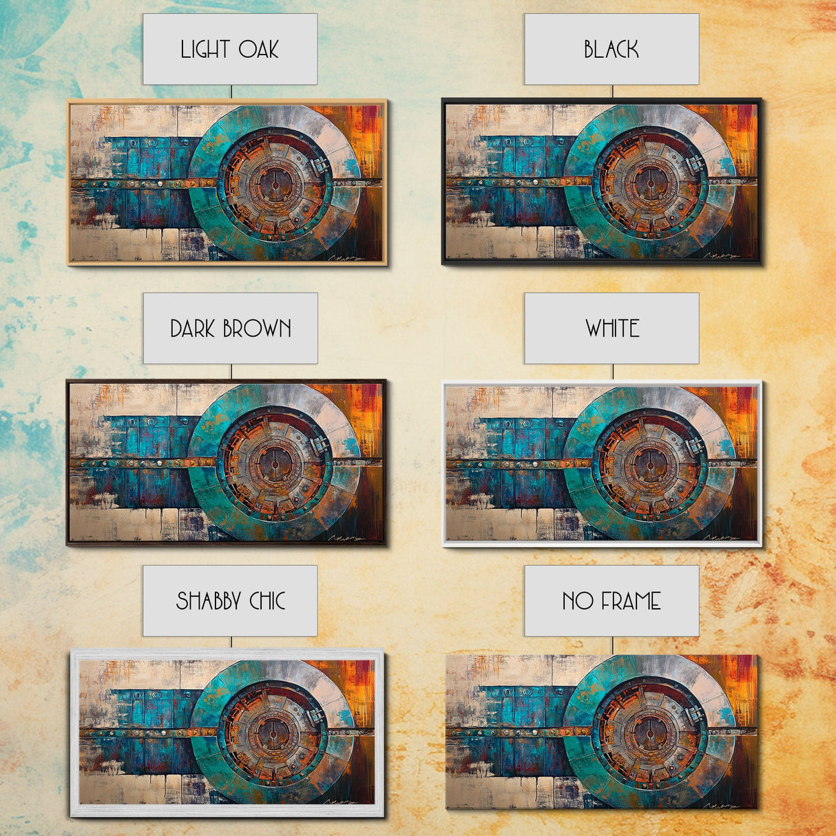 Industrial Vault, Steampunk Wall Art, Mechanical Wall Art, Extra Wide Art, Horizontal Wall Art, Framed Canvas Print, Living Room Art, Moody Art