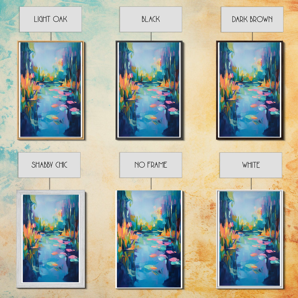 Water Lily Painting, Impressionist Landscape, Tranquil Pond Art, Botanical Prints, Nature Wall Art, Canvas Print