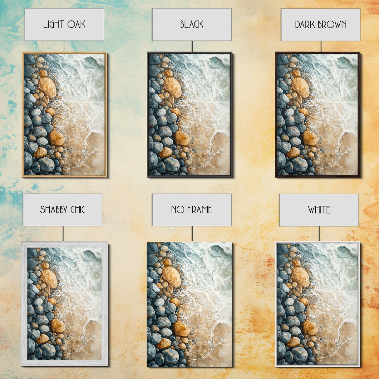 Ocean Shore Rocks, coastal wall art, surf wall art, beach house decor, nautical wall art, boho art, Framed Canvas Print
