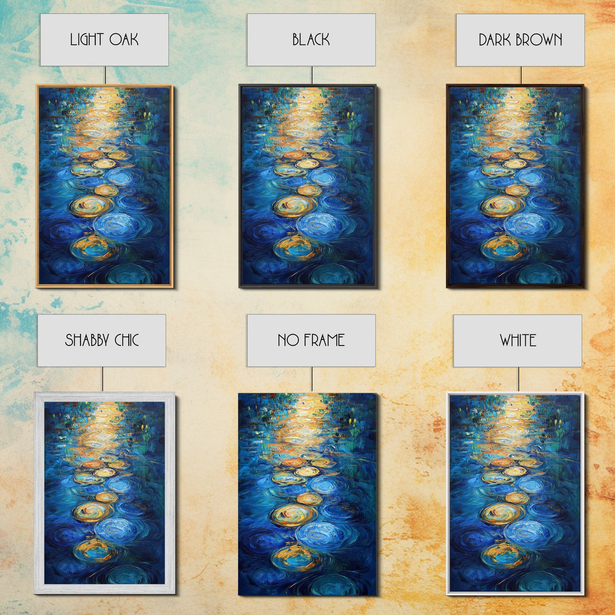Golden Reflections, Water Art, Moody Painting, Canvas Print, Nautical Wall Art, Coastal Decor, Rustic Art, Living Room Art