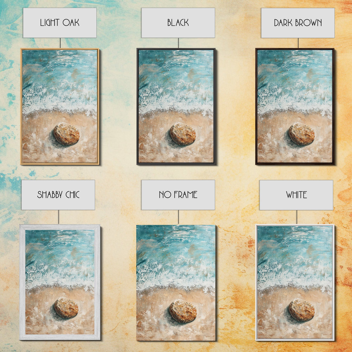 Serene Beach Stone Canvas Print Tranquil Ocean Art, Coastal Zen Wall Decor, Relaxing Beach House Style, Minimalist Seascape Painting
