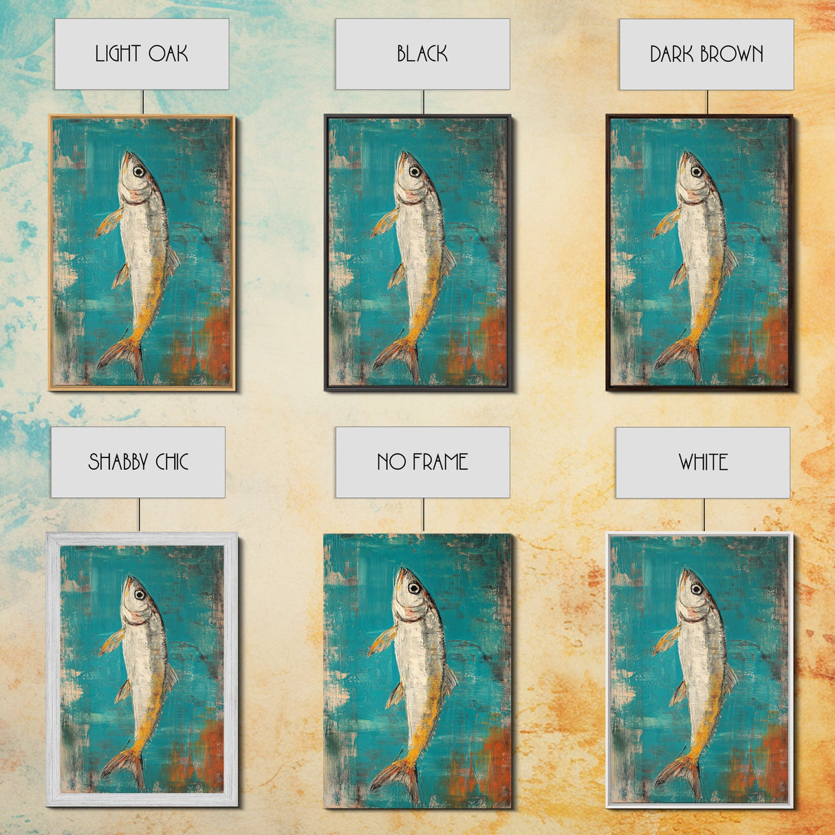 Vibrant Fish Painting Canvas Print Coastal Wall Art, Beach House Decor, Nautical Art, Ocean Inspired Artwork, Rustic Wall Decor