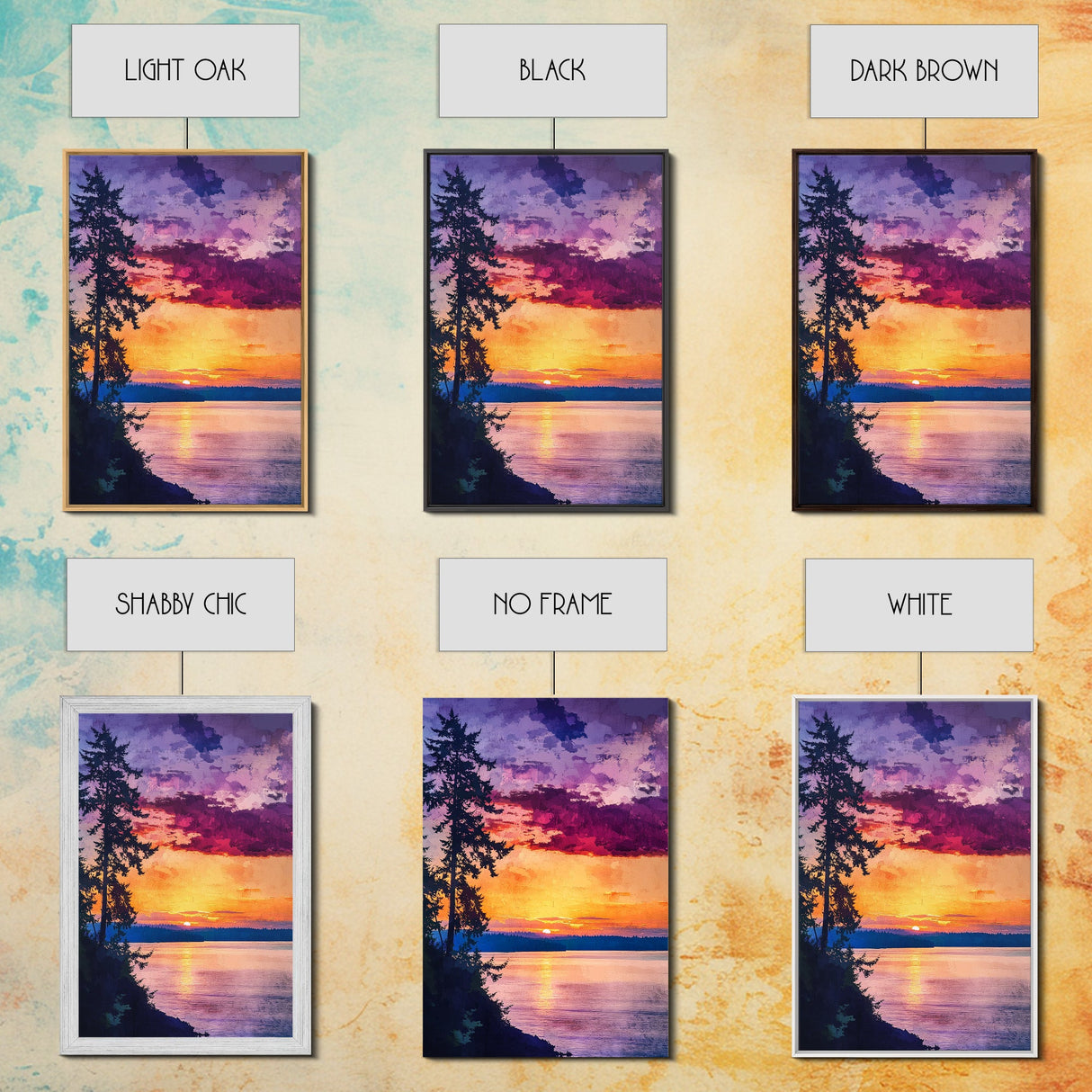 Serene Lakeside Sunset Canvas Print, Nature Wall Art, Water Reflection Painting, Tranquil Landscape Art, Peaceful Home Decor, Bedroom Art